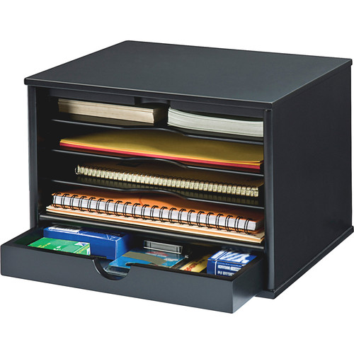Victor 4720-5 Midnight Black Desktop Organizer - 4 Compartment(s) - 1 Drawer(s) - 14" Height x x - (VCT47205)