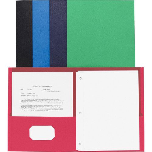 Business Source Letter Recycled Pocket Folder - 8 1/2" x 11" - 100 Sheet Capacity - 3 x Prong - 2 & (BSN78531)