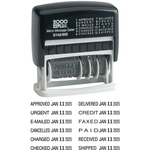 COSCO 2000 Plus Micro Message 6-year Dater Stamp - Message/Date Stamp - "APPROVED, URGENT, CHARGED, (COS011090)