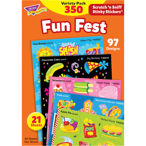 Trend Fun Fest Stinky Stickers Variety Pack - Treat, Birthday, Movie, Picnic, Water Play, School's (TEPT83906)