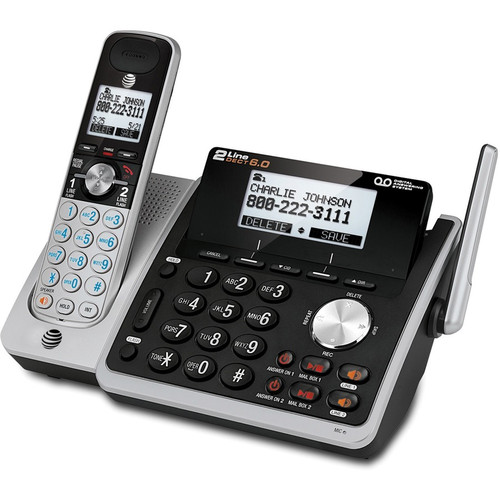 AT&T TL88102 DECT 6.0 1.90 GHz Cordless Phone - 2 x Phone Line - Speakerphone - Answering Machine - (ATTTL88102)