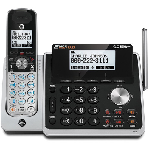 AT&T TL88102 DECT 6.0 1.90 GHz Cordless Phone - 2 x Phone Line - Speakerphone - Answering Machine - (ATTTL88102)