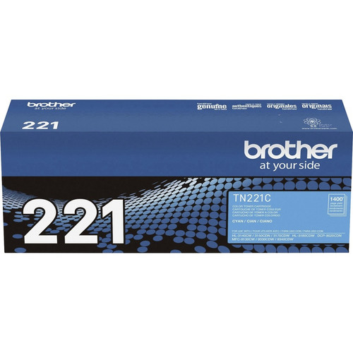 Brother Genuine TN221C Cyan Toner Cartridge - Laser - Standard Yield - 1400 Pages - Cyan - 1 Each (BRTTN221C)