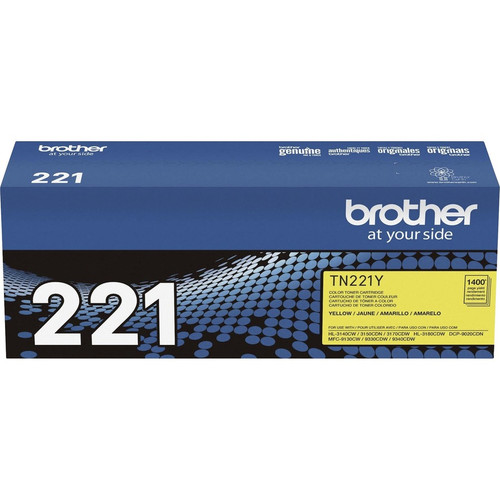 Brother Genuine TN221Y Yellow Toner Cartridge - Laser - Standard Yield - 1400 Pages - Yellow - 1 (BRTTN221Y)