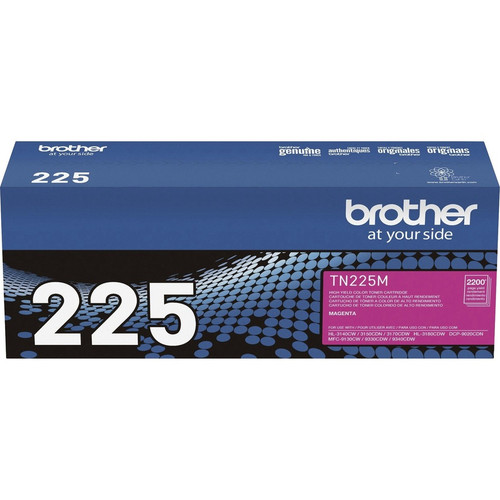 Brother Genuine TN225M High Yield Magenta Toner Cartridge - Laser - High Yield - 2200 Pages - - 1 (BRTTN225M)