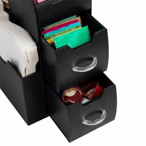 Mind Reader EMS Mind Compact All In One Coffee Pod Caddy - 16 x Coffee/Tea Pod - 2 Drawer(s) - 12" (EMSCAD01BLK)