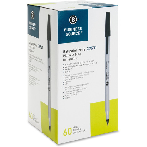Business Source Bulk Pack Ballpoint Stick Pens - Medium Pen Point - Black - Tungsten Carbide Tip - (BSN37531)
