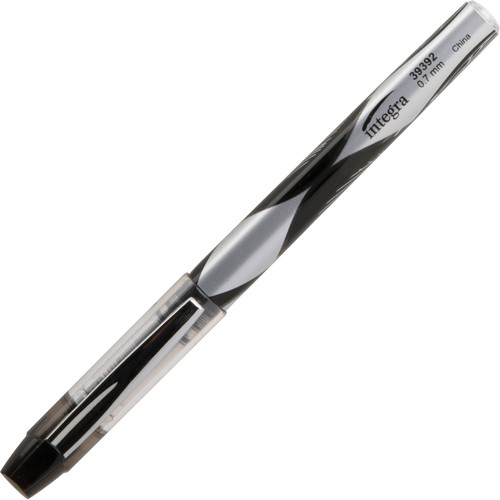 Integra Liquid Ink Rollerball Pens - Fine Pen Point - 0.7 mm Pen Point Size - Black - Black Barrel (ITA39392)