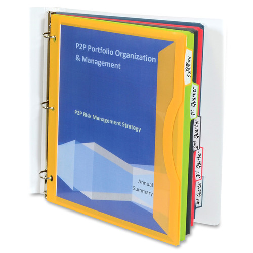 C-Line Super Heavyweight Poly Binder Pockets with Write-On Index Tabs - 5-Tab Set, Assorted Colors, (CLI06650)