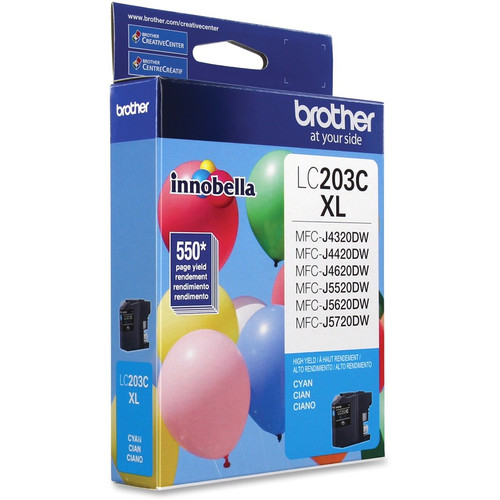 Brother Genuine Innobella LC203C High Yield Cyan Ink Cartridge - Inkjet - High Yield - 550 Pages - (BRTLC203C)