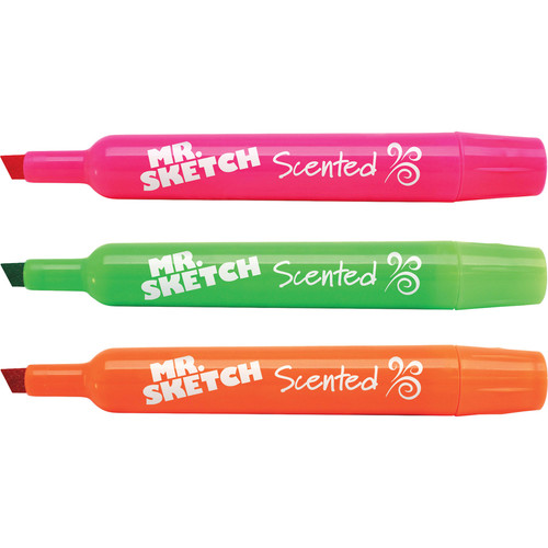 Mr. Sketch Scented Watercolor Markers - Bevel, Chisel Marker Point Style - Black, Blue, Green, Red, (SAN1905070)