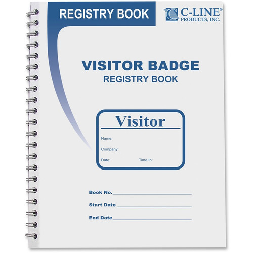 C-Line Visitor Badges with Registry Log - 3-5/8 x 1-7/8 Badge Size, 150 Badges and Log Book/BX, (CLI97030)