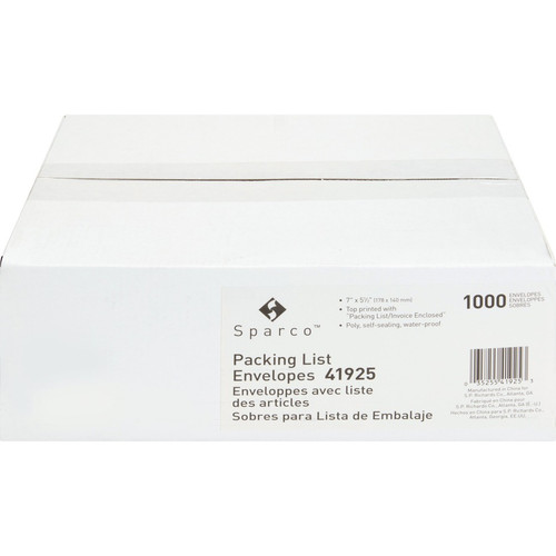Sparco Pre-labeled Packing Slip Envelope - Packing List - 7" Width x 5 1/2" Length - 70 g/m&#178; - (SPR41925)