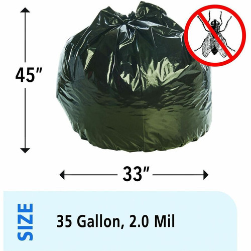 Stout Insect Repellent Trash Liners - 30 gal Capacity - 51.18 mil (1300 Micron) Thickness - Black - (STOP3340K13R)