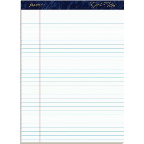 TOPS Gold Fibre Ruled Perforated Writing Pads - Letter - 50 Sheets - Watermark - Stapled/Glued - - (TOP20031R)
