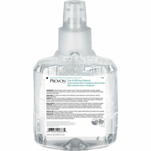 Provon LTX-12 Refill Clear & Mild Foam Handwash - 40.6 fl oz (1200 mL) - Pump Bottle Dispenser - - (GOJ194102CT)