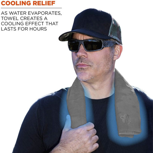 Chill-Its Evaporative Cooling Towel - 1 Each - Gray (EGO12438)