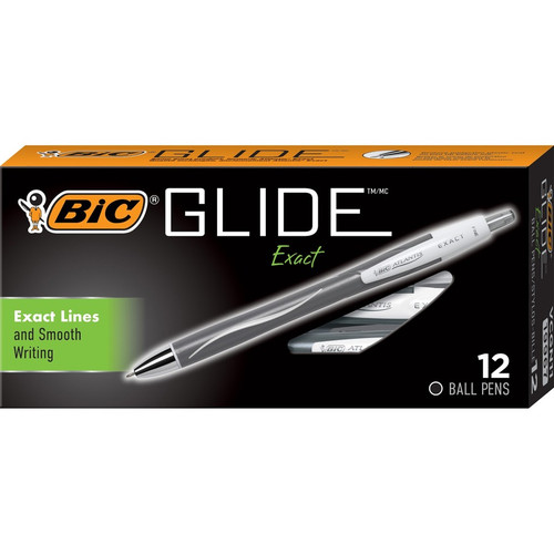 BIC Glide Exact Retractable Ballpoint - Fine Pen Point - Retractable - Black - 1 Dozen (BICVCGN11BK)
