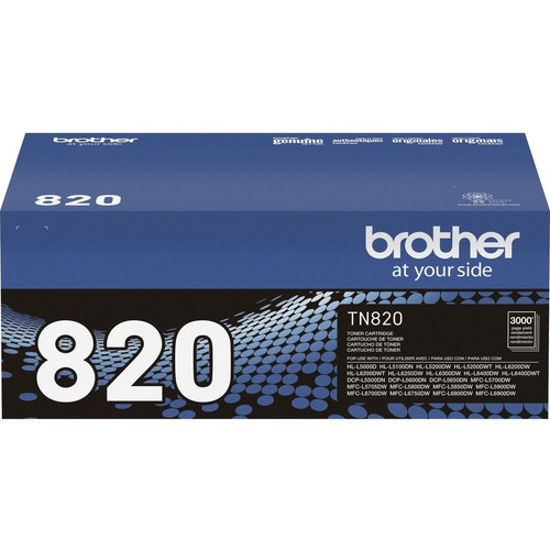 Brother Genuine TN820 Mono Laser Black Toner Cartridge - Laser - Standard Yield - 3000 Pages - - 1 (BRTTN820)