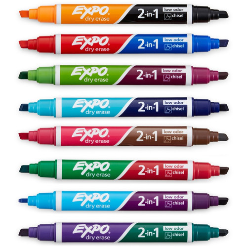 Expo 2-in-1 Dry Erase Markers - Chisel Marker Point Style - Assorted - 8 / Pack (SAN1944658)