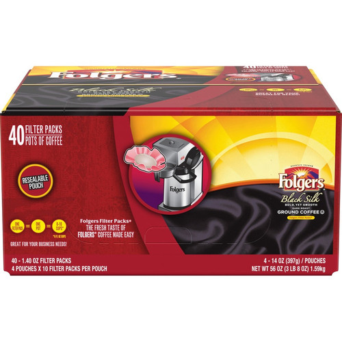 Folgers Ground Black Silk Coffee - Dark - 1.4 oz - 40 / Carton (FOL00016)