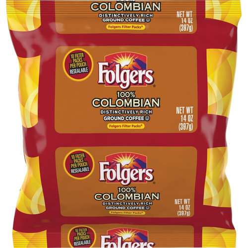 Folgers Ground Colombian Coffee - Medium/Dark - 1.4 oz - 40 / Carton (FOL10107)