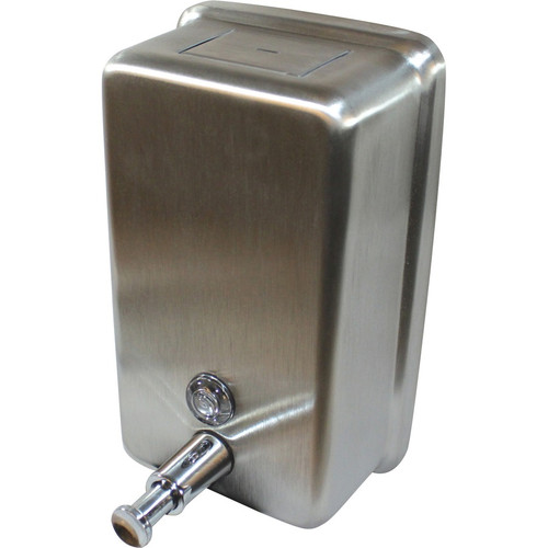 Genuine Joe Stainless Vertical Soap Dispenser - Manual - 1.25 quart Capacity - Stainless Steel - 24 (GJO85134CT)