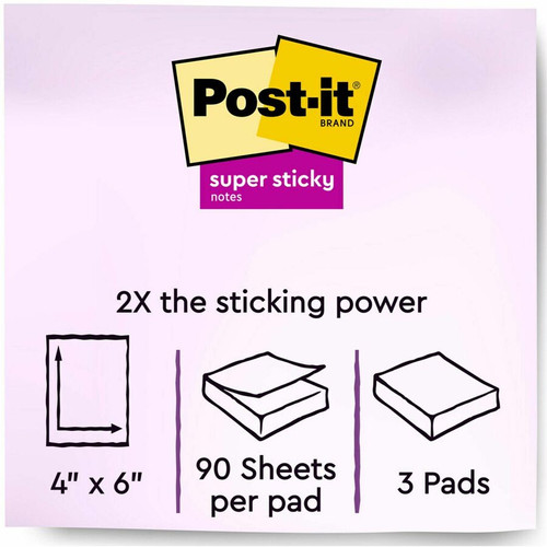 Post-it Super Sticky Notes - Supernova Neons Color Collection - 270 x Multicolor - 4" x 6" - - (MMM6603SSMIA)