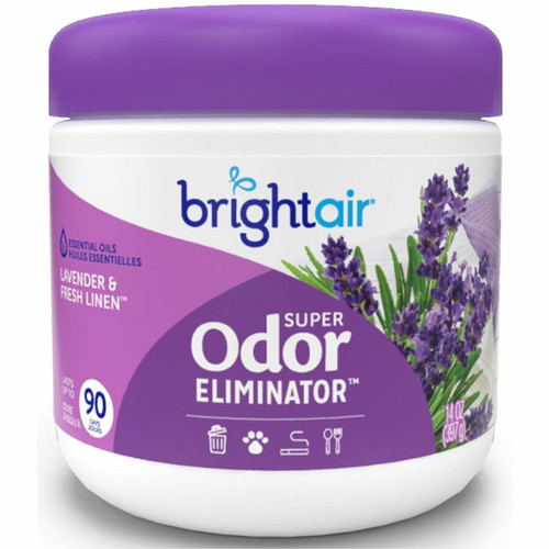 Bright Air Super Odor Eliminator Air Freshener - 14 fl oz (0.4 quart) - Fresh Linen, Lavender - 60 (BRI900014CT)