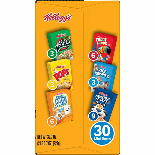 Kellogg's&reg Cereal Assortment Pack - Individually Wrapped - Assorted - 30 / Carton (KEB14746)