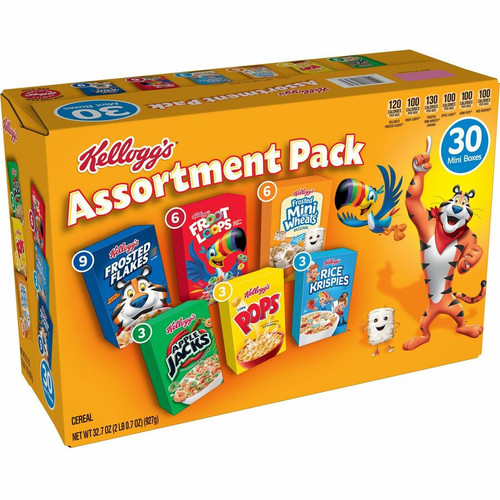 Kellogg's&reg Cereal Assortment Pack - Individually Wrapped - Assorted - 30 / Carton (KEB14746)