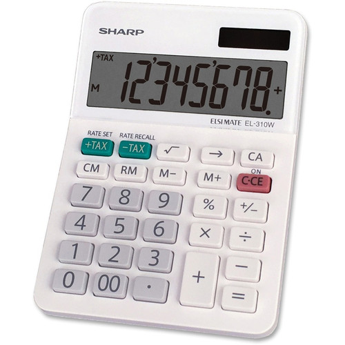 Sharp EL-310WB 8 Digit Professional Mini-Desktop Calculator - Extra Large Display, Durable, Plastic (SHREL310WB)