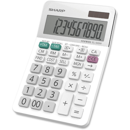 Sharp EL-330WB 10 Digit Professional Desktop Calculator - Extra Large Display, Durable, Plastic - - (SHREL330WB)