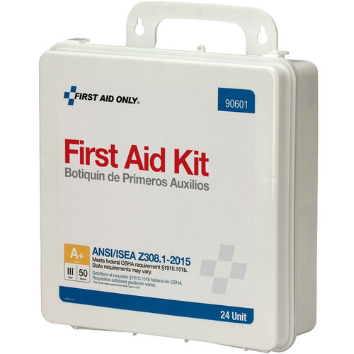First Aid Only 50-Person Unitized Plastic First Aid Kit - ANSI Compliant - 24 x Piece(s) For 50 x - (FAO90601)
