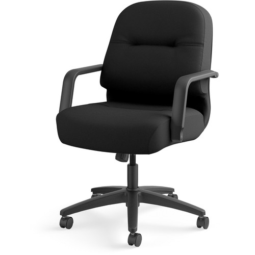HON Pillow-Soft Mid-Back Chair | Center-Tilt | Fixed Arms | Black Fabric - Black Memory Foam, Seat (HON2092CU10T)