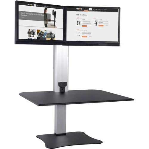 Victor High Rise Electric Dual Monitor Standing Desk Workstation - Supports Two 25" Wide Monitors - (VCTDC450)