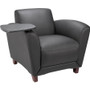 MOS68953,Reception Seating Chair with Tablet Black Leather Seat Fourlegged Base