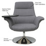 Rosie Collection Lounge Chair with Tablet Arm and Disc Base - 36.5/8-39"W x 34.5/16"D x 37.7/16"H (MOS11896TAVGY)