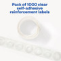 Avery Hole Reinforcement Label Rings - 0.3" Diameter - 0.25" Maximum Capacity - Round - Clear (AVE05722)