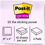 Post-it Super Sticky Notes - Energy Boost Color Collection - 180 - 6" x 8" - Rectangle - 45 - (MMM6845SSP)