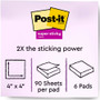 Post-it Super Sticky Lined Notes - Oasis Color Collection - 540 - 4" x 4" - Square - 90 Sheets (MMM6756SST)