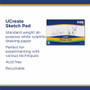 UCreate Medium Weight Sketch Pads - 50 Sheets - 18" x 12" - White Paper - Mediumweight, Acid-free - (PAC4747)