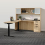 MOSSUITEPLT3,L-Shaped Height Adjustable Desk with Hutch and Optional Drawers