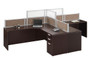 MOSSUITEPL37, L-Shaped Desk for 2 Person with Divider Panels and Optional Drawers
