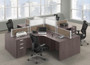 MOSSUITEPL39, 4 Person Desk Pod Workstation with Privacy Panels and Optional Drawers