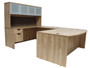 Bow Front U-Shaped Desk with Hutch and Drawers,MOSSUITEPL72