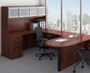 Peninsula Office Desk with Drawers and Hutch,MOSSUITEPL77