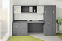 Classic Modern Office Credenza Desk with Hutch, Storage Cabinet and Optional Drawers