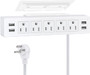 VILONG,MOSVILONG,White Under Desk Power Strip, Adhesive Wall Mount Power Strip with USB,Desktop Power Outlets, Removable Mount Multi-Outlets with 4 USB Ports, Power Socket Connect 5 Plugs for Home Office Reading