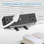 Desk Clamp Power Strip with PD 3.0 Fast Charging USB C Port, on Desktop Mount Widely Spaced Outlet 6 FT Flat Plug, Fit 1.6 inch Tabletop Edge Thick, 125V 12A 1500W (MOSCCCEI)